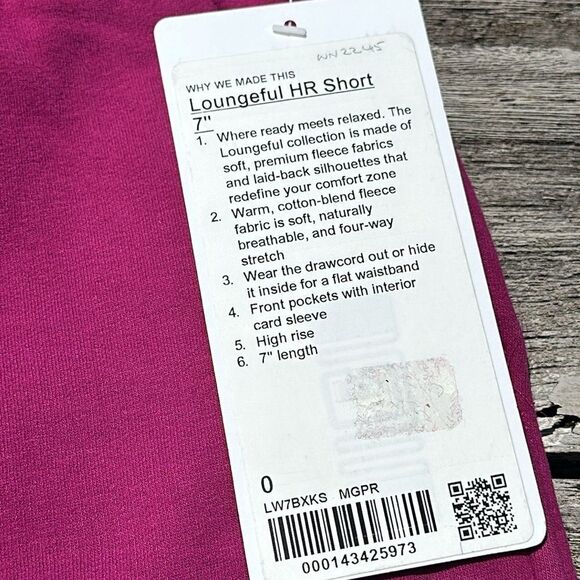 Lululemon Loungeful High-Rise Short 7" Magenta Purple size 0 NWT shorts - Picture 3 of 7